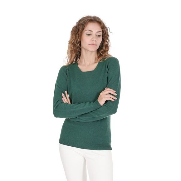 Crown of Edinburgh Cashmere Cashmere Pullover Sweater Women Verde Bottiglia - Picture 1 of 7